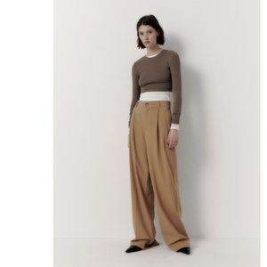 ZARA FULL LENGTH TROUSERS IN TOFFEE SIZE L NWT $50